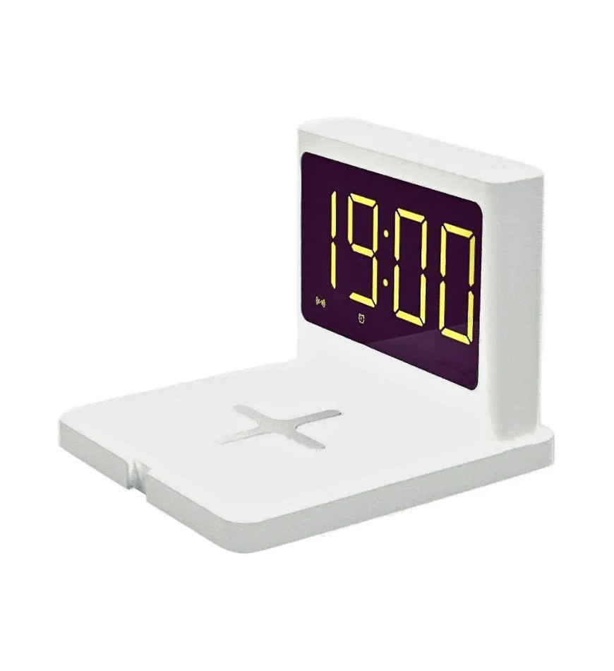 EALEK Clock with Wireless Charger, 15W Fast Wireless Charger - White